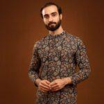 Kalamkari Printed  Jacket with Beige Kurta & Pant