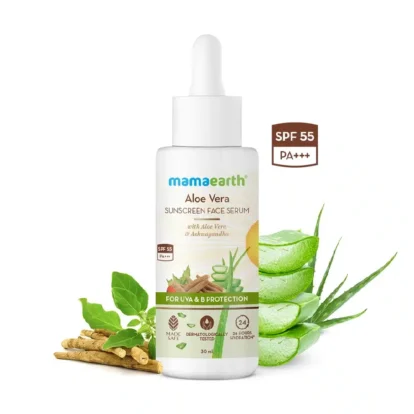 Aloe Vera Sunscreen Face Serum with Aloe Vera & Ashwagandha for UVA & B Protection, 30ml-1
