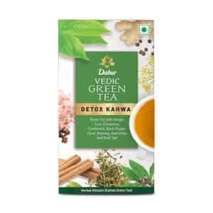 Dabur Vedic Green Teabags - Detox Kahwa-Pack Size-25 tea bags