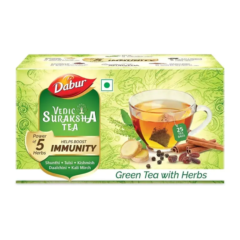 Dabur Vedic Suraksha Green Tea With Herbs Bags, 25 Bags-1