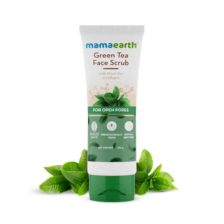 Green Tea Face Scrub With Green Tea & Collagen For Open Pores, 100g-1