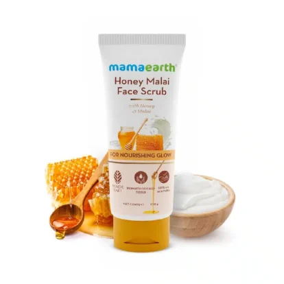 Honey Malai Face Scrub with Honey & Malai for Nourishing Glow, 100g-1