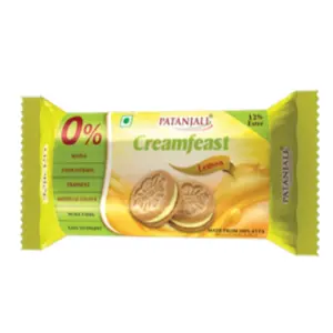 Patanjali Cream Feast Lemon Biscuit-Pack Size-84 g (Pack of 10)