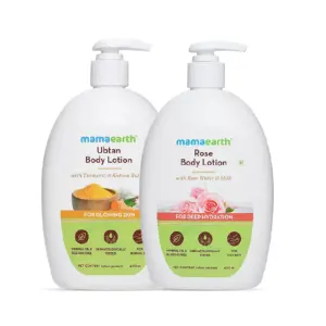 Skin Nourishing Body Care Combo - Ubtan Body Lotion + Rose Body Lotion-Pack Size-400ml
