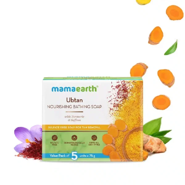 Ubtan Nourishing Bathing Soap With Turmeric and Saffron, 75g(Pack of 5)-1