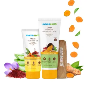 Ubtan Nourishing Hair Removal Kit With Turmeric & Saffron for Hair Removal & Growth Reduction-KIT SIZE-150ml(Combo of 2)