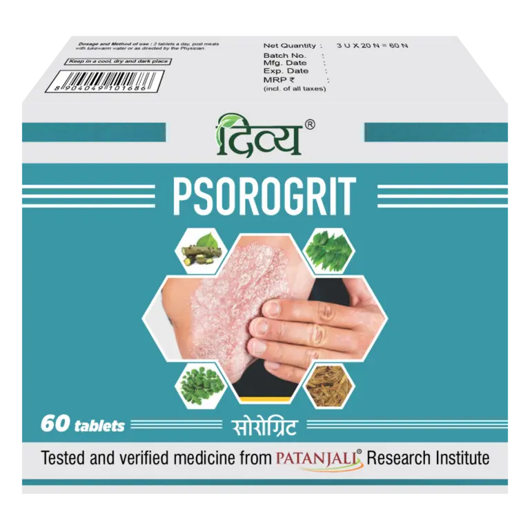 Divya Psorogrit Tablet for Psoriasis-Pack Size-60 tablets