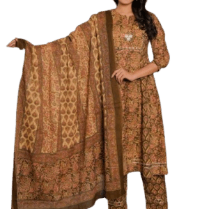 Ethnic Wear Cotton Kalamkari print Kurti Pant With Duppatta