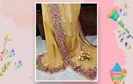 Parshi Cut Work Silk Sarees